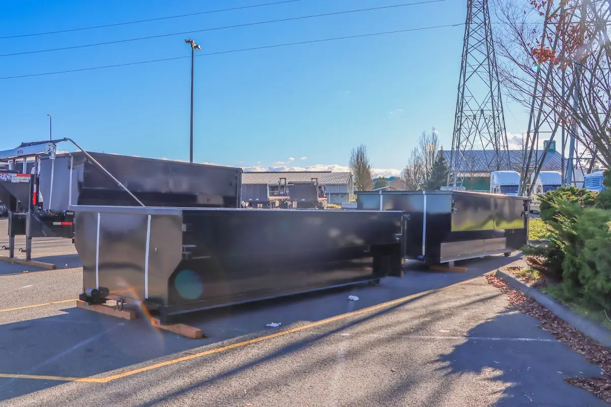 Roll-off dumpster ready for waste disposal at job site for Construction Dumpster Rental in Grandview Heights